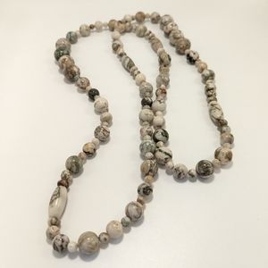 Vintage 44" Moss Agate Necklace